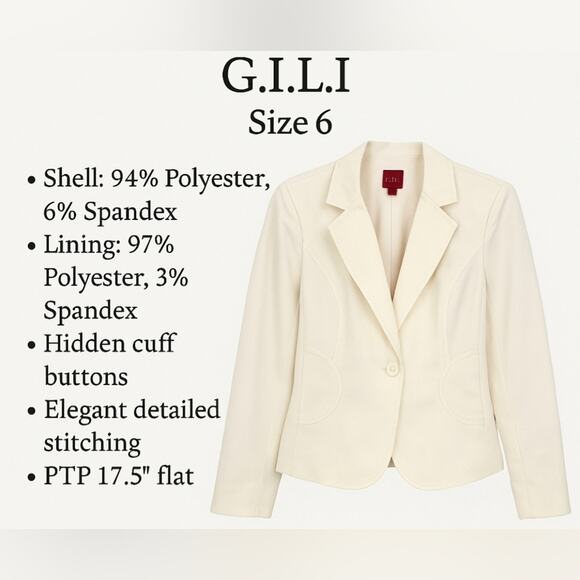 G.I.L.I. Cream Blazer – Size 6 - Picture 1 of 16